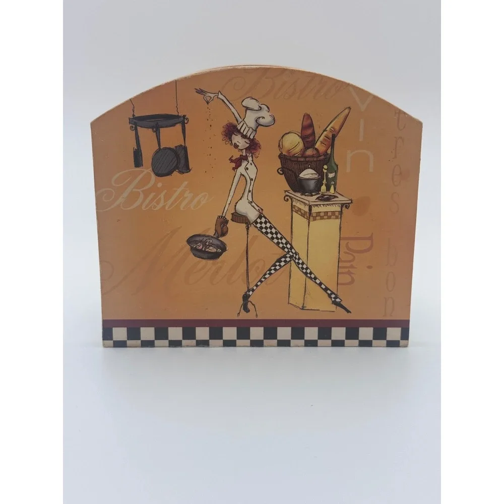 Sassy Chef III Napkin‎ Holder Wooden Countertop Salt Bae Female